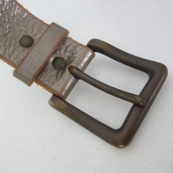 New Fossil Women L Metallic Bronze Gold Leather Studded Pierced Floral Brass - Picture 7 of 10